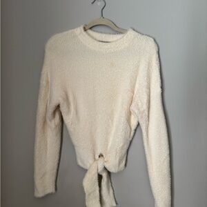 Express Cream Tie-Front Sweater